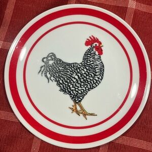 Vintage Curzon Red and White Rooster Dinner Plate